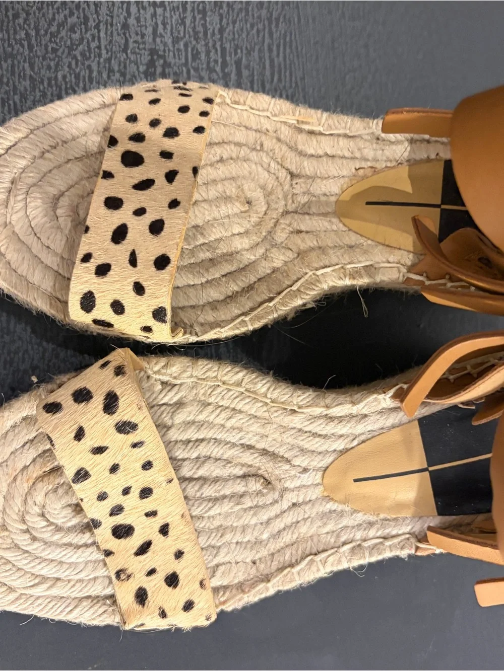 Dolce Vita Tan and Leopard Espadrille Wedge Sandals